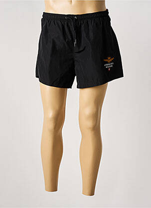 Short de bain effet matière satinée noir AERONAUTICA homme