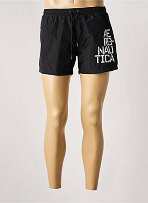 Short de bain effet matière satinée noir AERONAUTICA homme