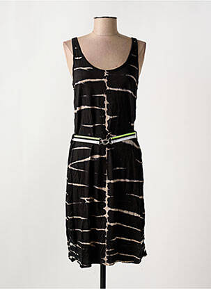 Robe mi-longue col rond fines bretelles noir KAPORAL femme