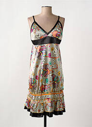 Robe mi-longue imprimé fleurs fines bretelles noir LOLA ESPELETA femme