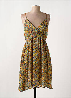 Robe mi-longue imprimé fleurs fines bretelles orange MOLLY BRACKEN femme