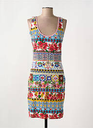 Robe mi-longue imprimé fantaisie sans manche rouge DESIGUAL femme