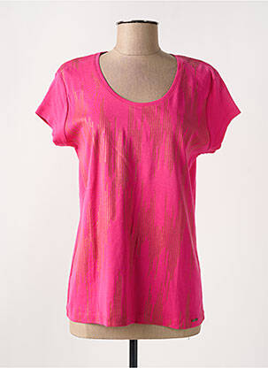 T-shirt sérigraphie manches courtes rose FELINO femme