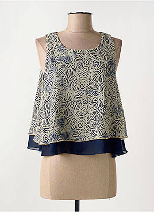 Top tissage crêpe sans manche bleu YES.ZEE femme