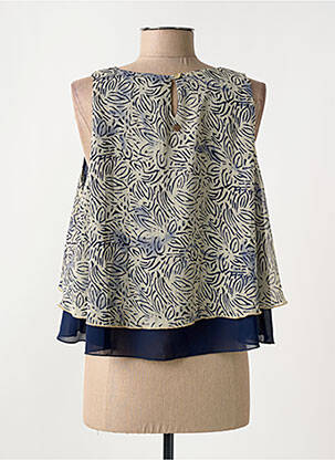 Top tissage crêpe sans manche bleu YES.ZEE femme