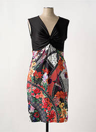 Robe mi-longue imprimé fleurs sans manche noir SMASH WEAR femme