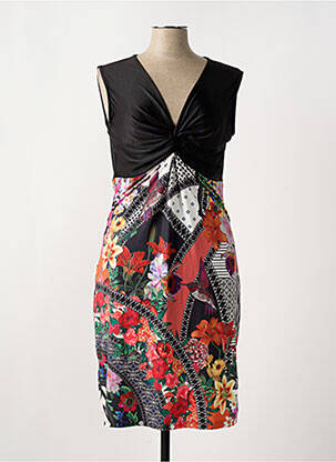 Robe mi-longue imprimé fleurs sans manche noir SMASH WEAR femme