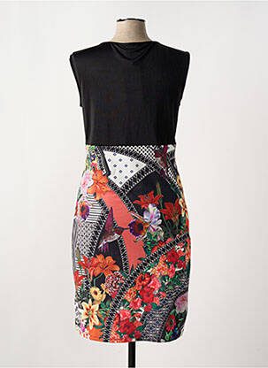 Robe mi-longue imprimé fleurs sans manche noir SMASH WEAR femme