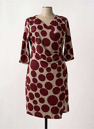Robe mi-longue manches 3/4 manches 3/4 rouge SMASHED LEMON femme