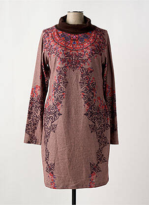 Robe pull tissage chiné manches longues rose SMASH WEAR femme