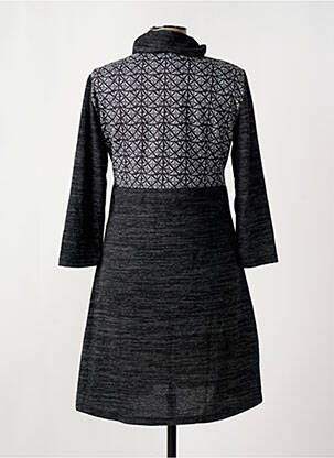 Robe mi-longue imprimé fantaisie manches longues noir SMASH WEAR femme