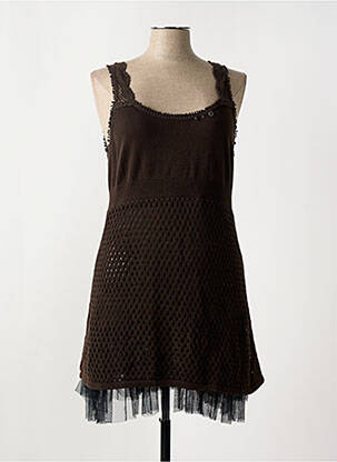 Robe courte sans manche sans manche marron DDP femme