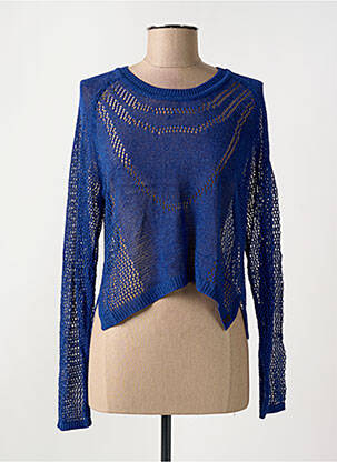 Pull maille ajourée manches longues bleu LOLA ESPELETA femme