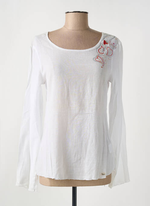 Top coupe cintrée manches longues blanc LOLA ESPELETA femme