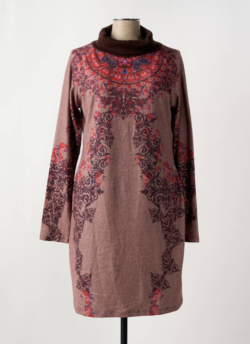 Robe pull tissage chiné manches longues rose SMASH WEAR femme