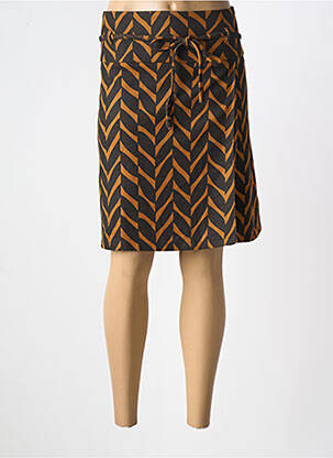 Jupe mi-longue fermeture zip latéral marron SMASHED LEMON femme