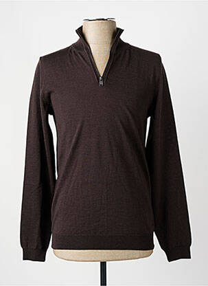 Pull stretch manches longues marron HUGO BOSS homme