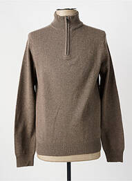 Pull tissage chiné manches longues marron HACKETT homme