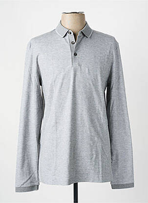 Polo tissage chiné manches longues gris HUGO BOSS homme