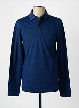 Polo tissage chiné manches longues bleu HUGO BOSS homme