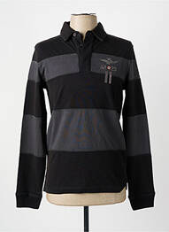 Polo imprimé rayures manches longues noir AERONAUTICA homme