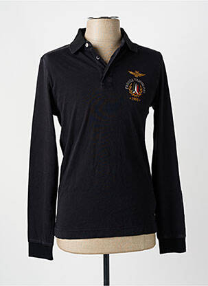 Polo noir AERONAUTICA pour homme