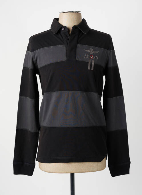 Polo noir AERONAUTICA pour homme
