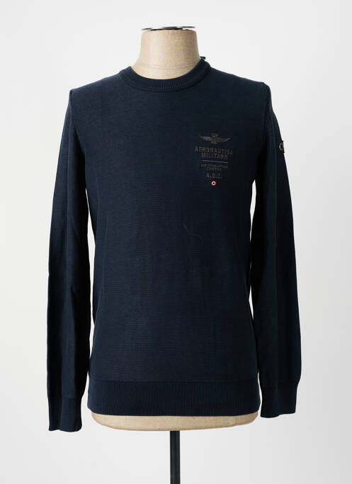 Pull stretch manches longues bleu AERONAUTICA homme