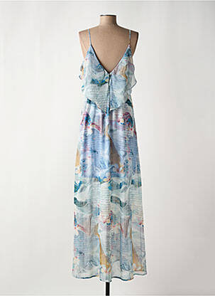Robe longue imprimé fleurs fines bretelles bleu SMASH WEAR femme