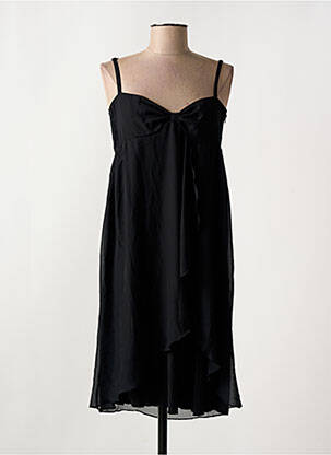 Robe mi-longue tissage crêpe fines bretelles noir LOLA ESPELETA femme