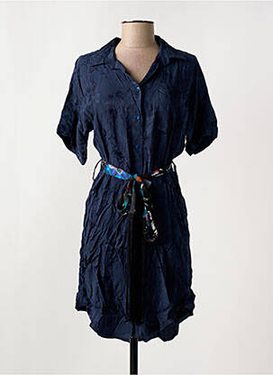 Robe mi-longue coupe fluide manches courtes bleu DESIGUAL femme