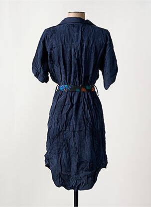 Robe mi-longue coupe fluide manches courtes bleu DESIGUAL femme
