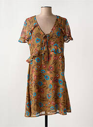 Robe courte manches courtes manches courtes marron MOLLY BRACKEN femme