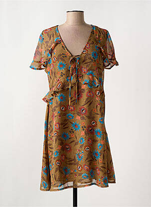Robe courte manches courtes manches courtes marron MOLLY BRACKEN femme