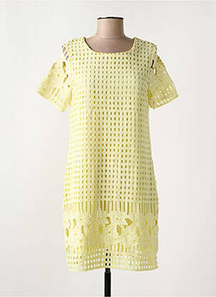 Robe courte fermeture zippée au dos manches courtes jaune MOLLY BRACKEN femme