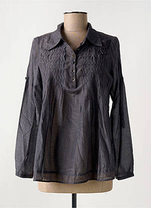 Blouse poignets boutonnés avec fente manches longues gris DDP femme