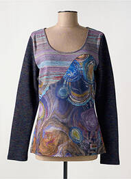 Pull tissage chiné manches longues bleu SMASH WEAR femme