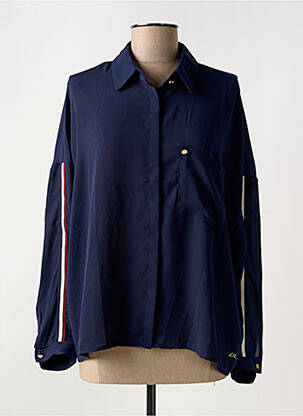 Chemisier tissage crêpe manches longues bleu YES.ZEE femme