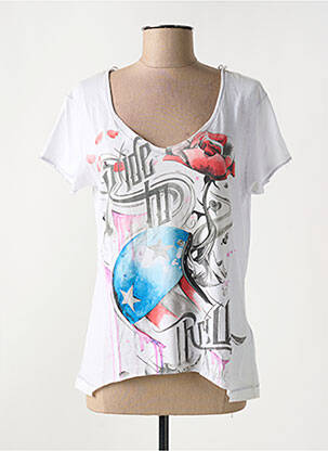 T-shirt imprimé fantaisie manches courtes blanc FOX femme