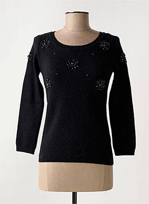 Pull coupe cintrée manches 3/4 noir YUMI femme