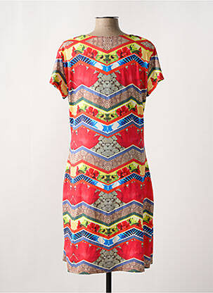 Robe mi-longue imprimé fantaisie manches courtes rouge SMASH WEAR femme