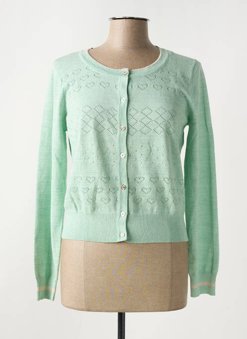 Gilet manches longues vert YUMI pour femme