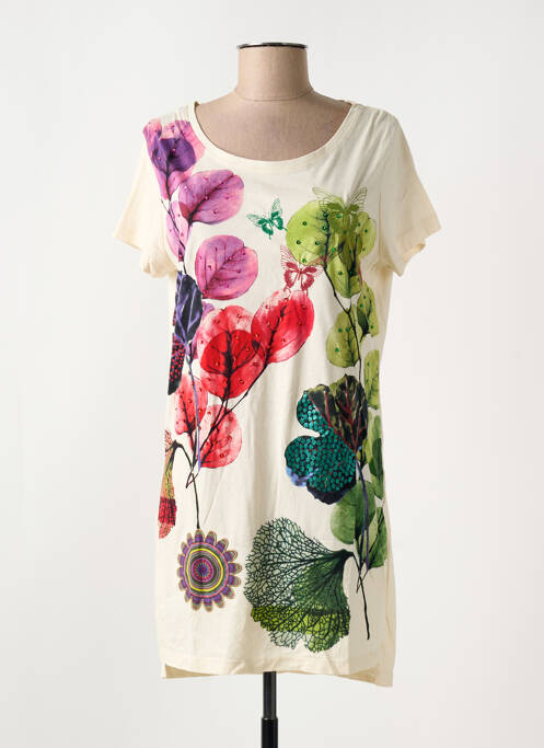 Tunique manches courtes beige DESIGUAL pour femme