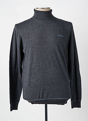 Pull col roulé stretch manches longues gris AERONAUTICA homme