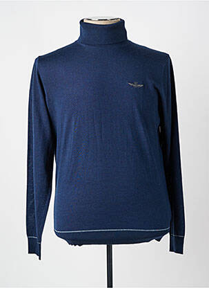 Pull col roulé stretch manches longues bleu AERONAUTICA femme