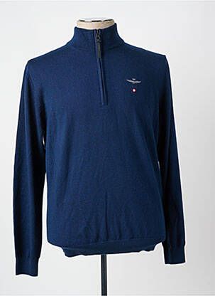 Pull stretch manches longues bleu AERONAUTICA homme