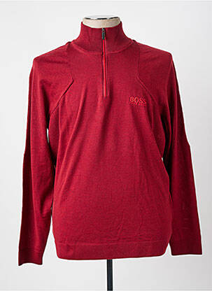 Pull tissage chiné manches longues rouge HUGO BOSS homme