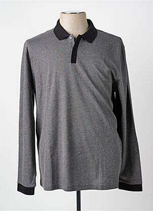 Polo tissage chiné manches longues gris HUGO BOSS homme