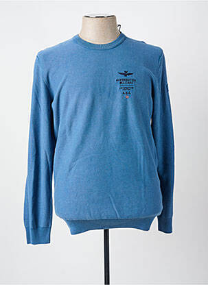 Pull stretch manches longues bleu AERONAUTICA homme