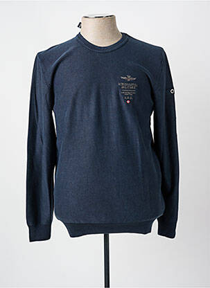 Pull stretch manches longues bleu AERONAUTICA homme